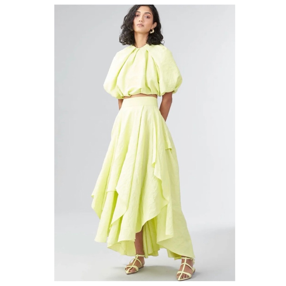 Ginger & Smart Euphoria Lime Green High-Low Ruffle Maxi Skirt
